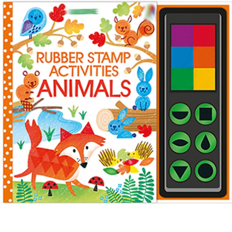 Children Fingerprinting Books with Rubber Stamps Ink Pad kids Activities Doodling Book Animal Garden Kindergarten DIY Craft Toy: Jungle