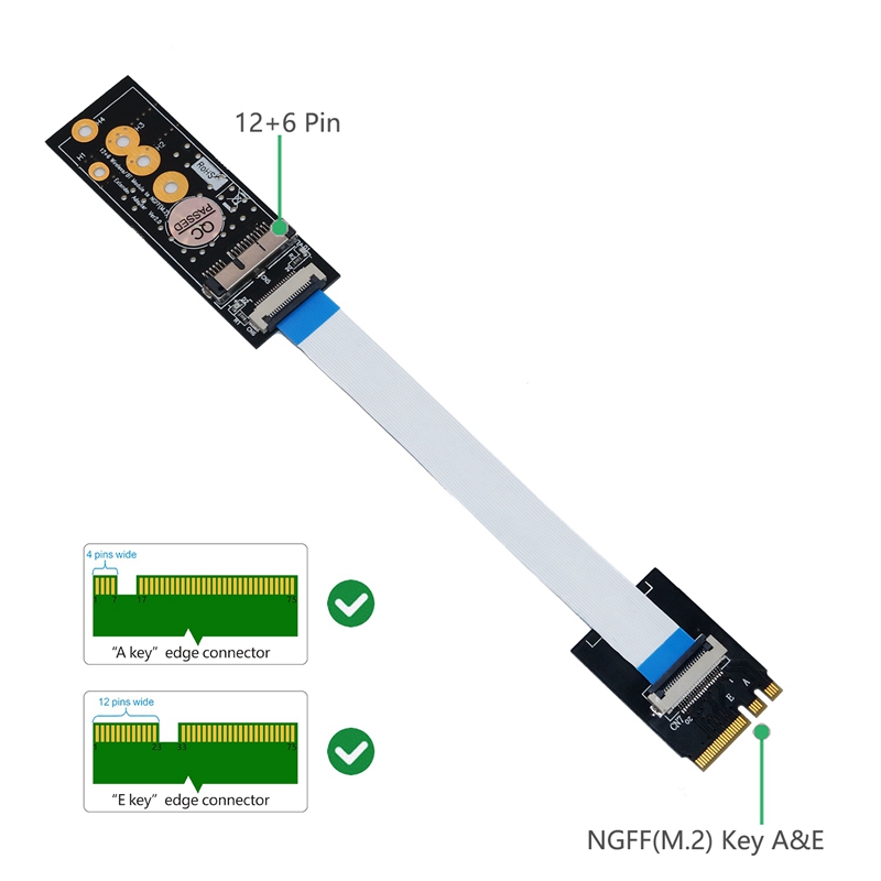 12+6- pin till m .2- tangent a + e-adapterkabel för trådlöst wifi-kort för mac os och hackintosh