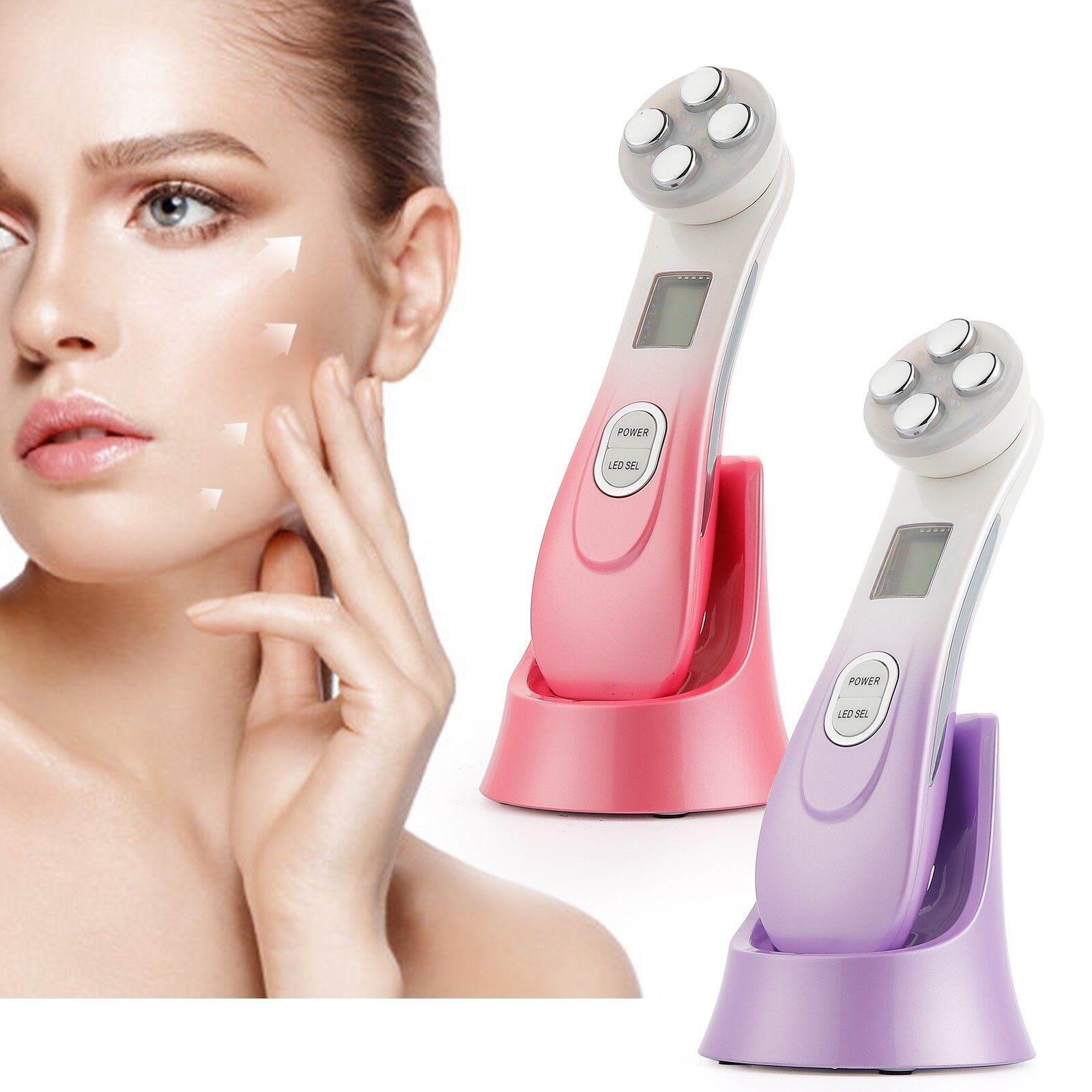 5in1 RF &Ampere; ems Radio Mesotherapie Elektroporation Gesicht Schönheit Stift Radio Frequenz LED Photon Gesicht Haut Verjüngung Entferner Falten