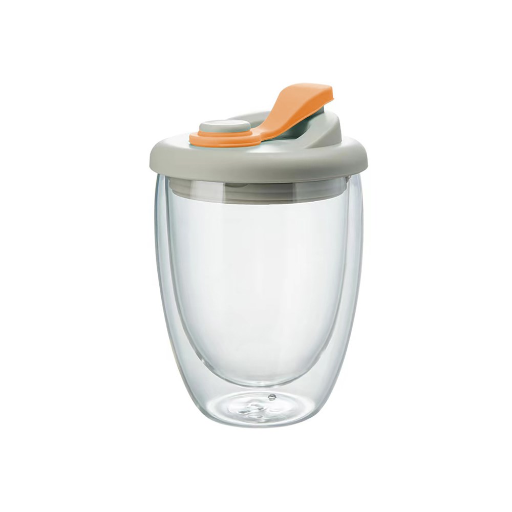 Leuke Draagbare Waterbeker Dubbelwandige Glazen Beker Met Lekvrij Deksel Transparant Geïsoleerde Koffiekopjes Melk Thee Sap Mok Dinkware: Oranje / 301-400ml