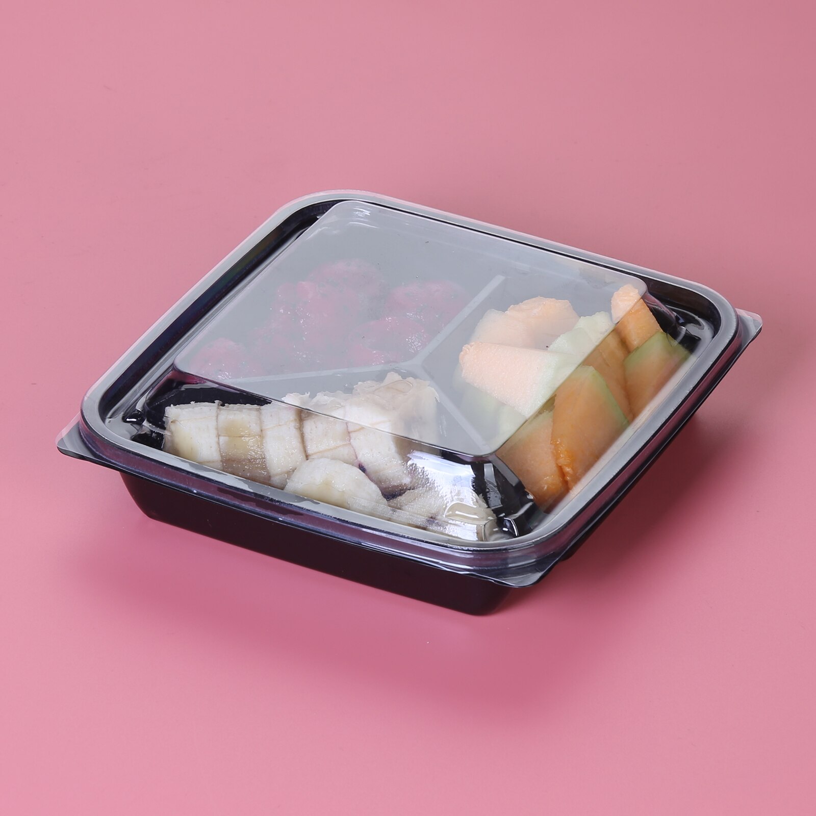 Disposable About 400 Grams of Three-cell Fruit Salad Box, Multi-cell Fruit Box, Takeaway Fruit Packaging Box