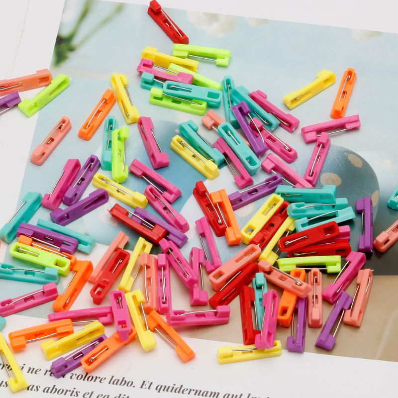 100 pces misturado cachecol pino de segurança hijab broche de segurança bloqueio de pano de bebê fralda pino