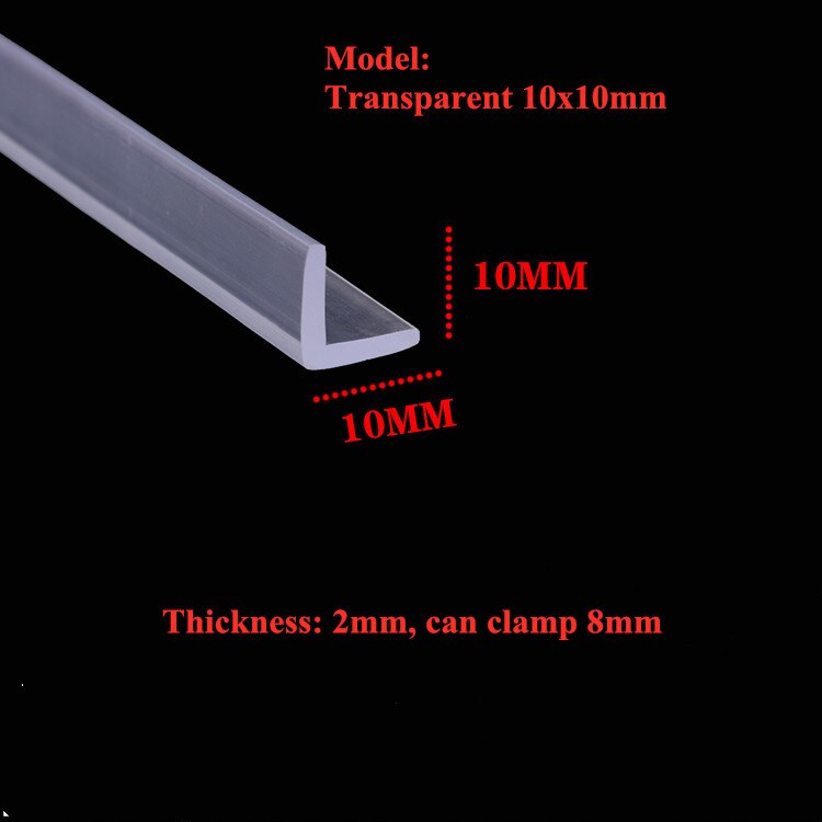 Glass Angle Corner Protector, Anti-collision Gasket,,Silicone Sealing Bar, 16mm x 16mm, 12mm x 12mm x 2mm, 2m, Transparent: Transparent 10x10mm
