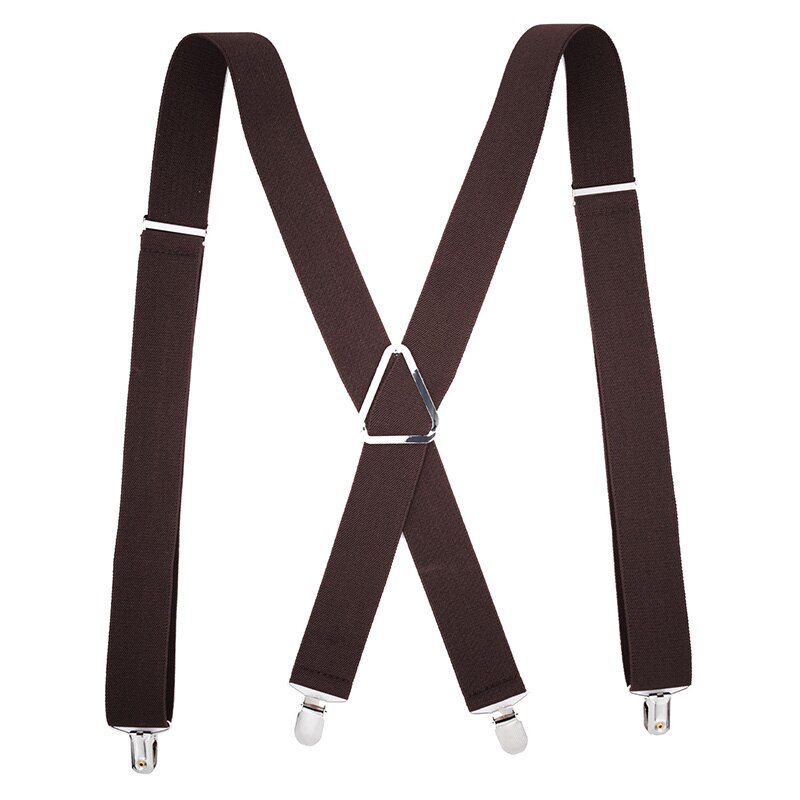 Nouvelle hommes pantalon sangle décontracté couleur unie hommes pantalon sangle avec 4 Clips élastique réglable pantalons bretelles