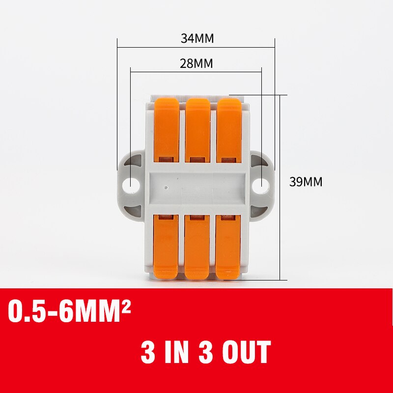 Wire Connector 2/3/4/5/6 pin Universal Docking Fast Wiring Conductors push-in Terminal Block Cable splitter High power connector: Beige / 3P