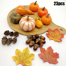 Kunstmatige Pompoen Prop Mini Pompoen Diy Kalebas Acorn Bessen Esdoornblad Voor Halloween Thanksgiving Thuis Oogst Decoratie