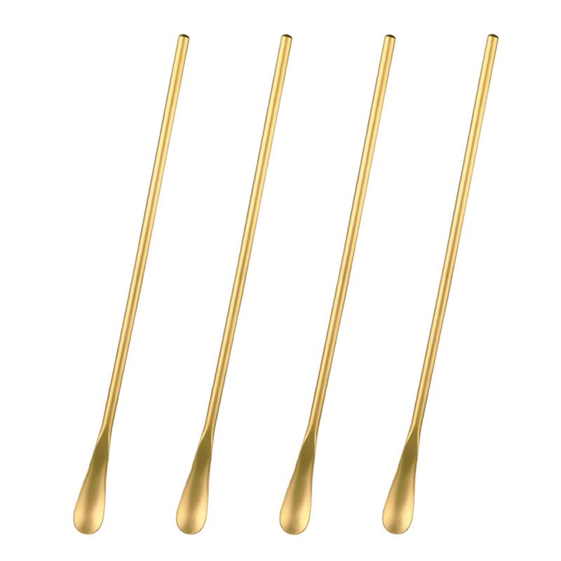 4 stk isskjeer i rustfritt stål isskje iskremskjeer kaffecocktail røreskjeer swizzle stick