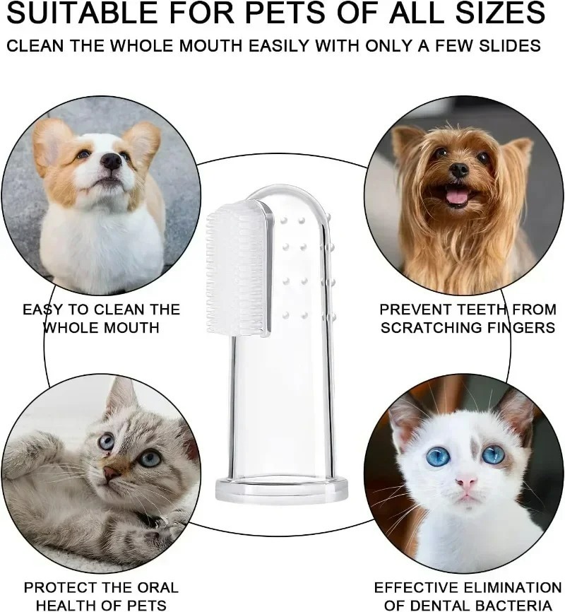 Cepillo de dientes de silicona para mascotas, cuidado Dental para perros y gatos, aliento malo, limpieza de dientes de sarro, suministros para mascotas de gel de sílice para el hogar