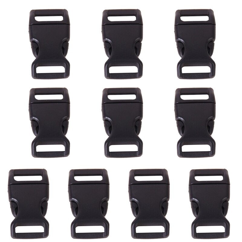 10pcs 5/8" Side Release Plastic Buckles for 0.6" Webbing Straps Black: Default Title