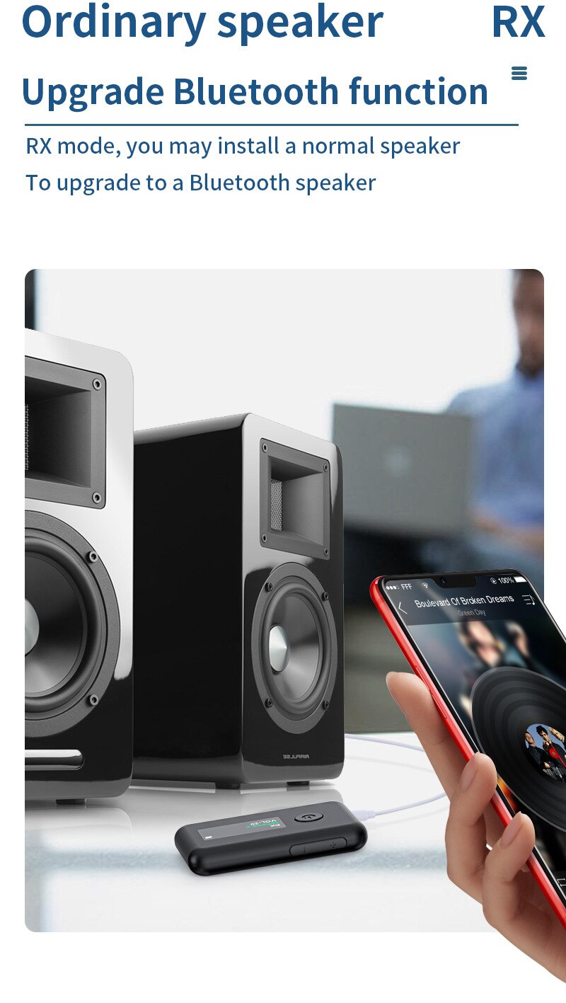 Portable 2in1 Bluetooth Adapter Bluetooth 5.0 Transmitter Receiver LED Screen Bluetooth Adapter For TV/Car/Home Wireless Adapter