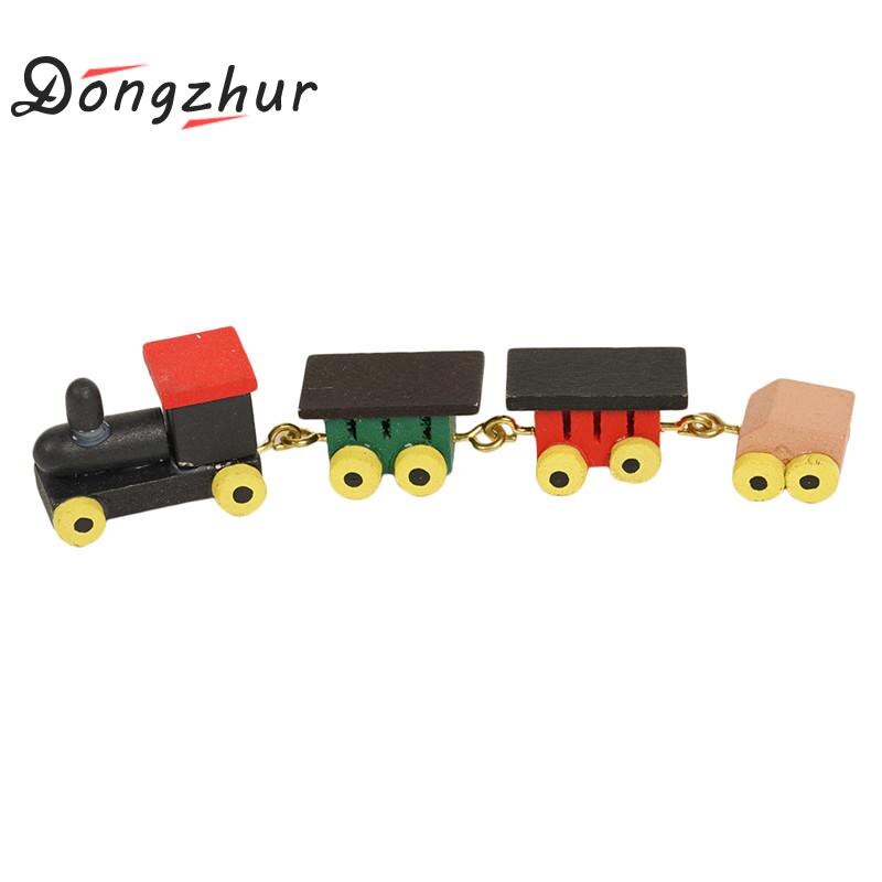 1:12 Mini Train Model Solid Wood Color House Miniature Children's Toy Dollhouse Bedroom Accessories Furniture Miniatur Z6W5