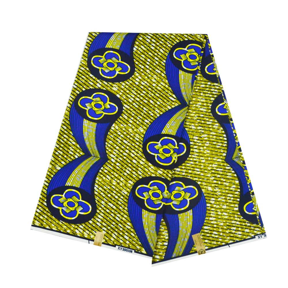 Billige ankara stof afrikanske voksprint stoffer polyester nigeriansk ghana pagne voks materialer til kjole 6 yards tøj: Xy200108