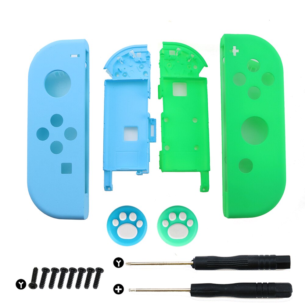 YuXi Plastic Right Left Housing Shell Case Cover for Nintendo Switch NS NX Joy-Con Controller with Silicone Analog Thumb Grip: CK