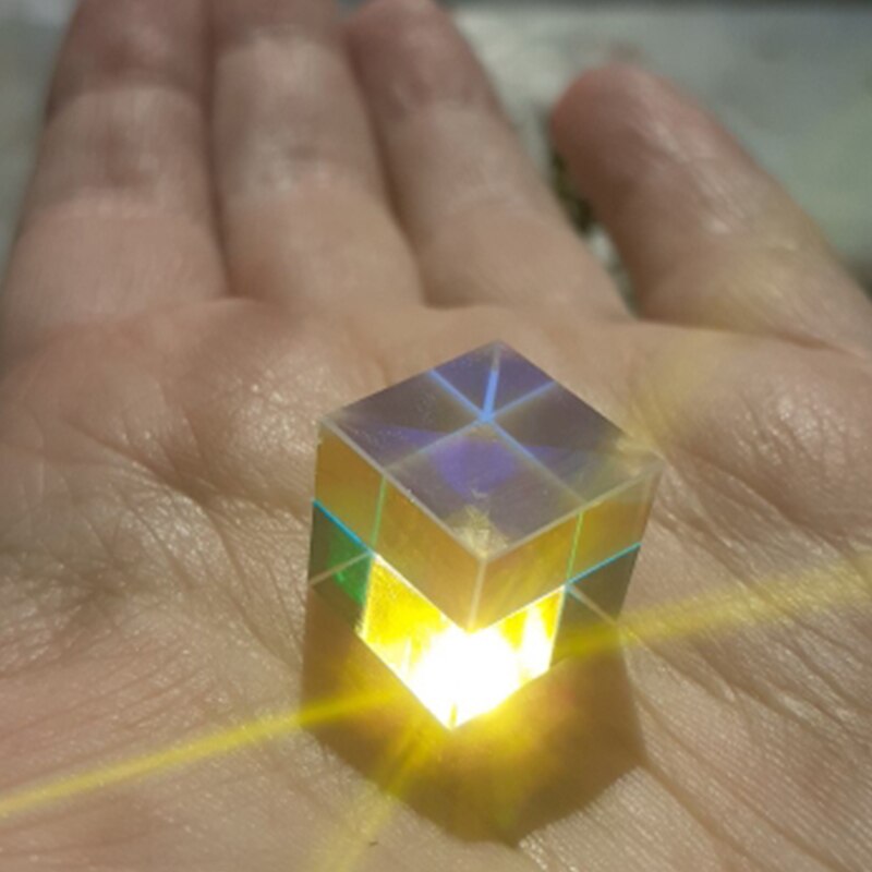 Prism Optical Experiment Instrument 15*15*15mm Prism Six-Sided Cube Prism Stained Glass Beam Splitting Prism For Children&#39;s Gi