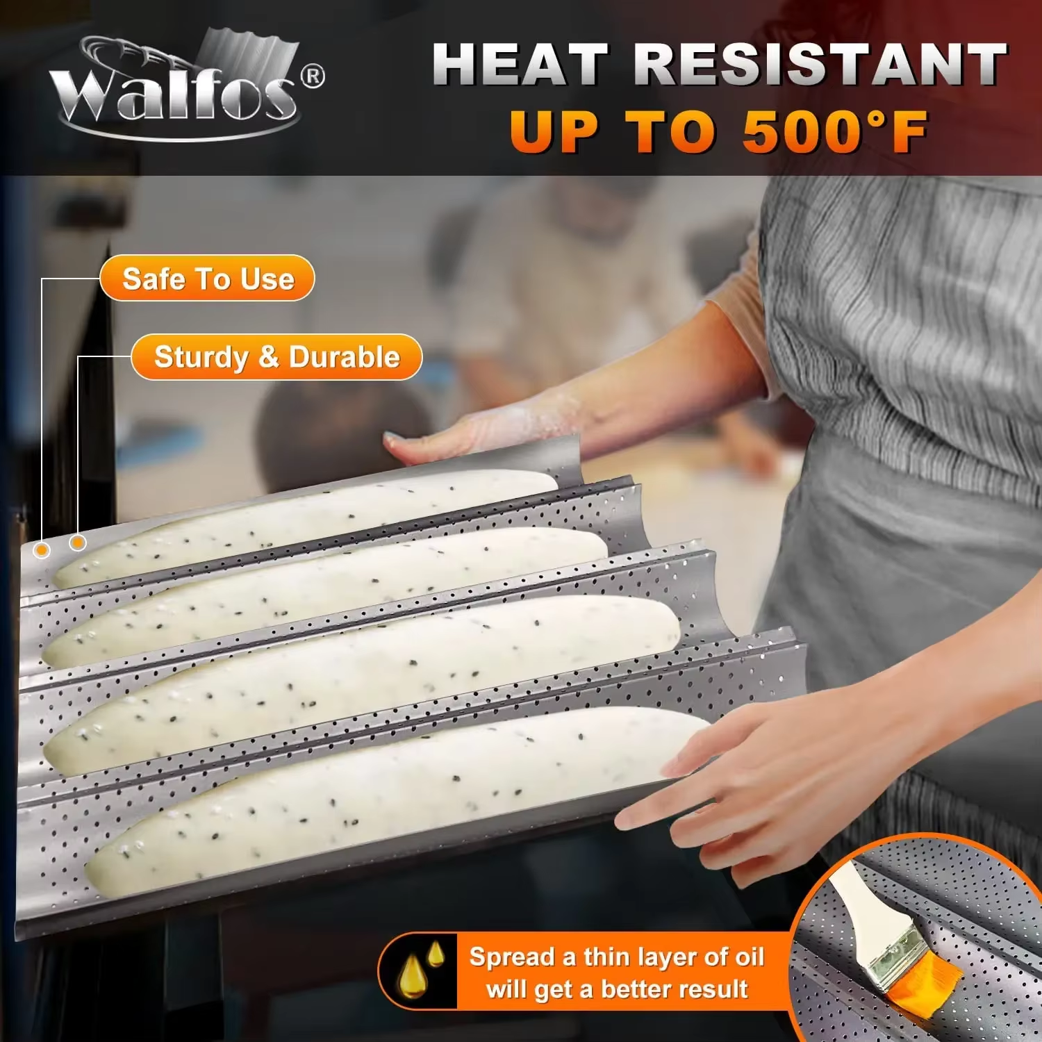 Nonstick Perforated French Bread Baking Pan Carbon Steel Baguette Pan French Bread 4 Wave es Loaf Bake Mold Cooking Tray