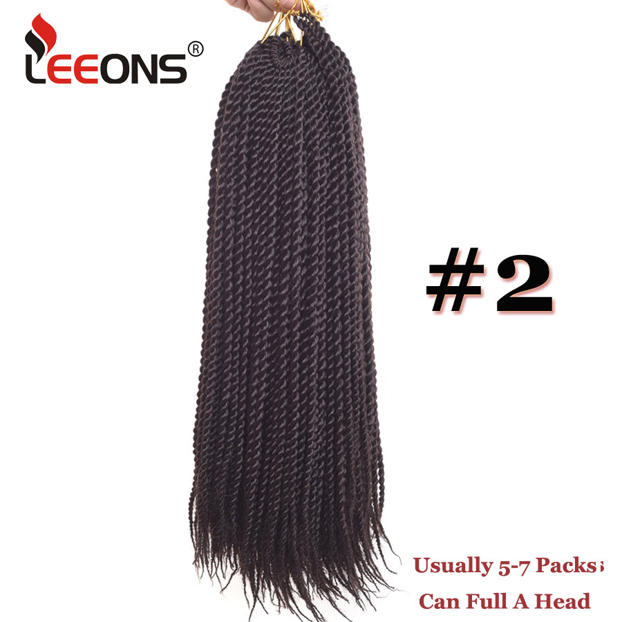 Leeons Small Senegalese Twist Braids 18 inch 30 Roots Synthetic Crochet Hair Extensions Ombre Braiding Hair 15 Colors Available: #2