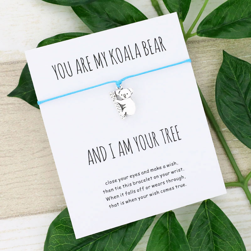 Glück Koala Wünschen Armband Nette Koala Charme Wünschen Karte Freundschaft Armbänder Koala Schmuck für Frauen Männer Beste Freund