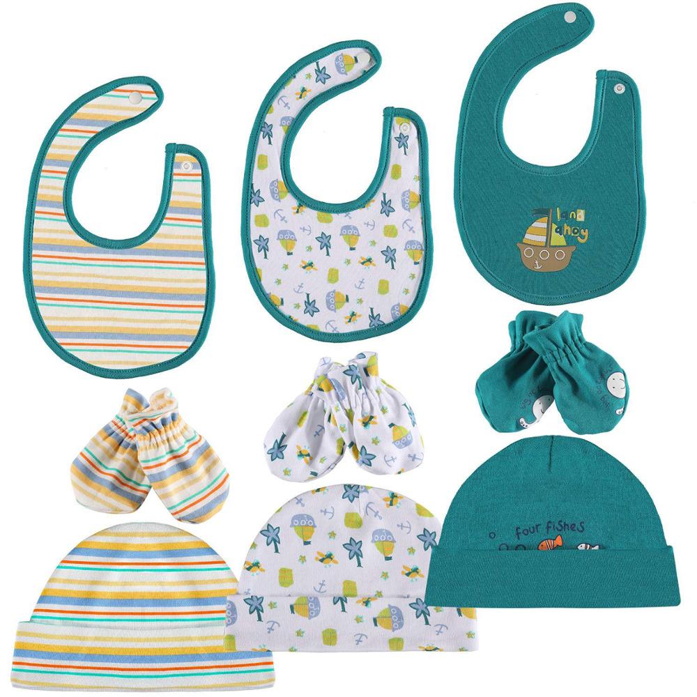 Baby Boy Accessories Cotton 3Piece Hat+3Piece Gloves+3Piece Bibs Newborn Photography Props Nightcap Sleep Boys Beanie: Default Title