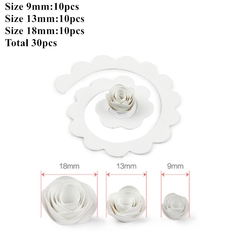 30pcs Multi Size Rose Flower Quilling strisce di carta Craft Make Paper Flowers Kit per Scrapbooking Quilling Paper Set: White