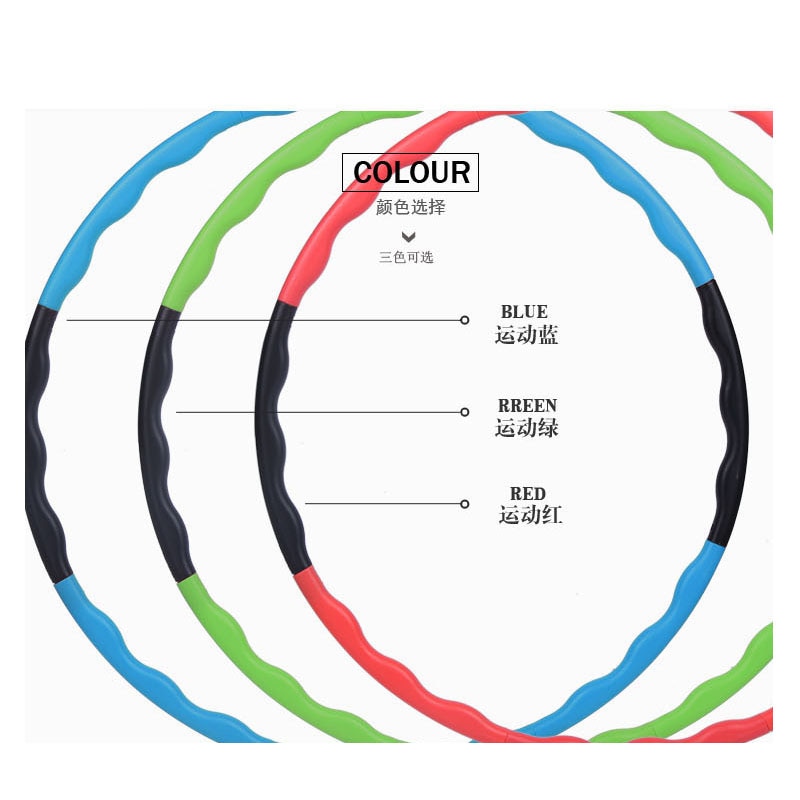 8 Parts Hoop Fitness Detachable Weighted Fitness Install Massage Exercise Bodybuilding Thin Waist Hoop Workout Slimming 80CM