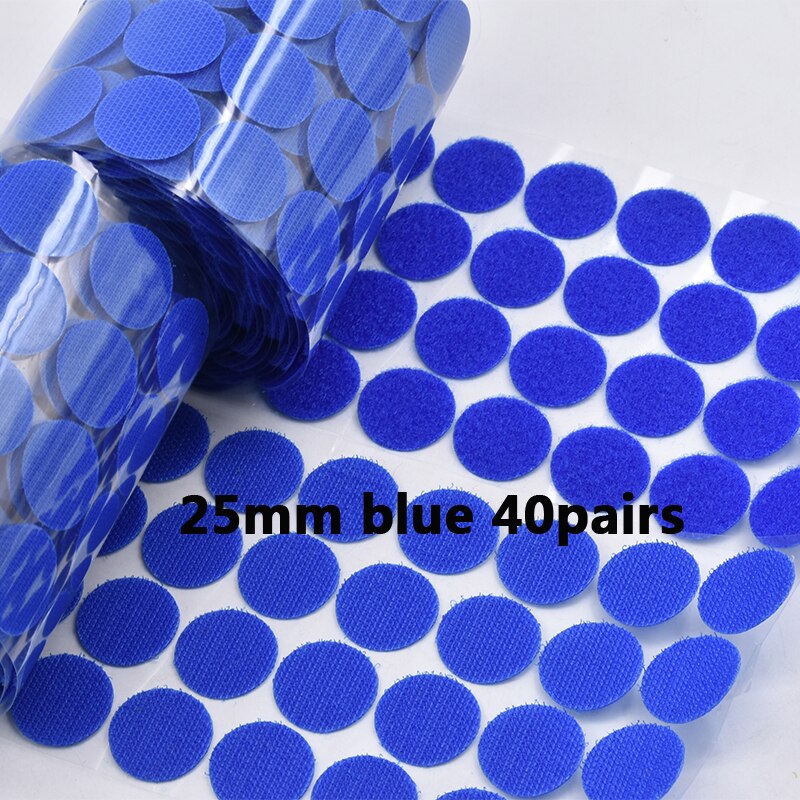 Kleurrijke Klittenbandsluitingen Lijm 10-30 Mm Zelfklevende Tape Haak Lus Nylon Magic Boob Tape Sticker Thuisgebruik Sterke lijm 100Pairs: 25mm blue 40 pairs