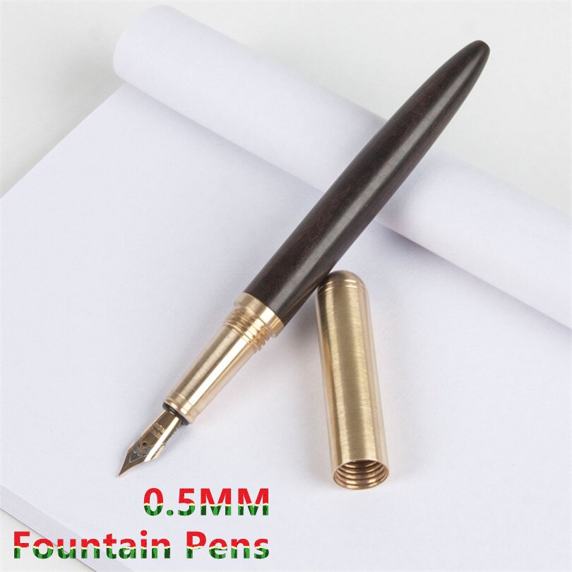 Handmade Natural Wood Fountain Pen with Box metal anb Wooden Beautiful Pen Iridium Fine 0.5mm Nib Writing Ink Pen: Q