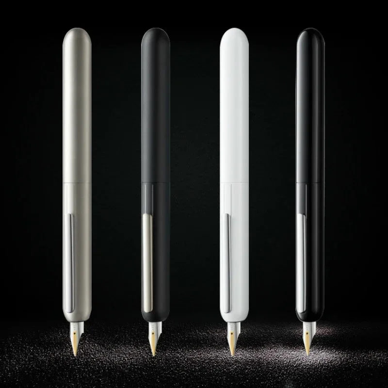 Penna stilografica wakaka red dot award dialog focus 3, penna a scatto con inchiostro e pennino in titanio nero e 14k punte in oro