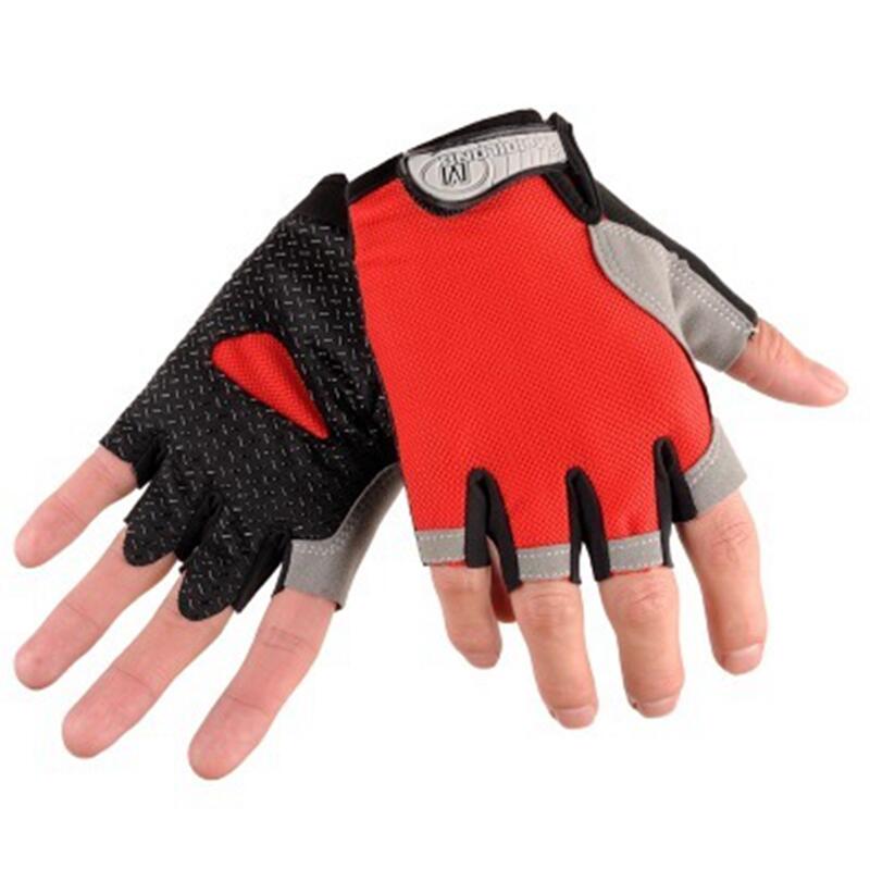 Ciclismo Mezza finger gloves guanti di Fitness Donne Degli Uomini A Cavallo Della Bici MTB Outdoor Mountaineer antiscivolo Sport Fitness: Rosso / L