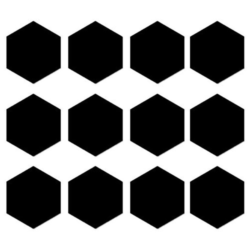 12pcs/set Hexagonal Bathroom Mirror Wall Sticker DIY Removable Decorative Mirror 11UA: BK-200x230x115mm