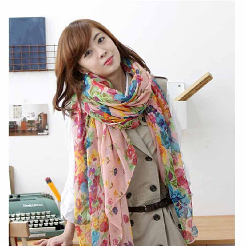 Ladies Floral Flower Scarf Beautiful Women Shawl Stole Wrap Scarves