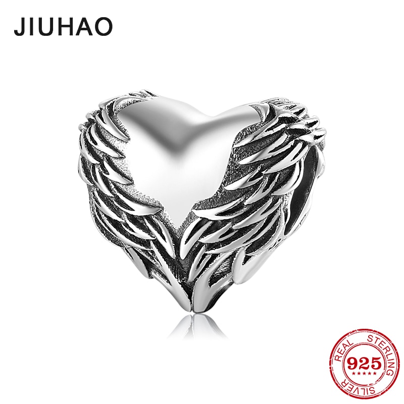 JIUHAO-pulsera con abalorios de alas de ángeles, cuentas de plata esterlina 925 Original, fabricación de joyas