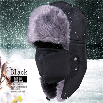 Varm fortykning bomull pels øreklaff vinter bomber hattemaker menn kvinner holder varmen snø caps russiske bomber hattemaker  cy0017: Svart