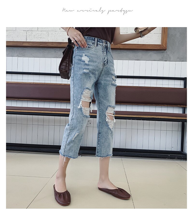 Sexy déchiré jean pour femmes pantalon Vintage taille haute jean Femme ample Streetwear grande taille trou Denim jean 4XL