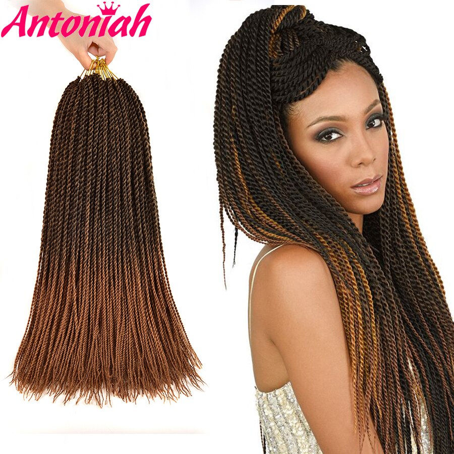 ANTONIAH Senegalese Twist Ombre Hair High Temperature Synthetic Braiding Hair Extensions small Senegalese Twist Crochet Hair