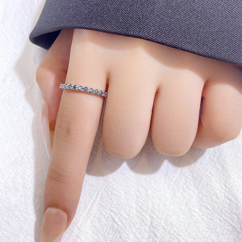 Diamant Welt Luxus echte Moissan ite Diamant Solitär stapelbare Ringe für Frauen Sterling Silber Ewigkeit Hochzeits schmuck