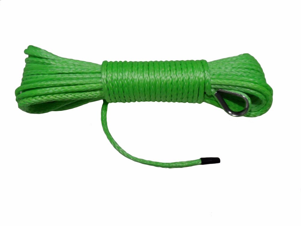 Cable de cabrestante verde de 4mm x 15m para vehículos todoterreno, cuerda de cabrestante sintética, cuerda de cabrestante de barco, cuerda de Plasma