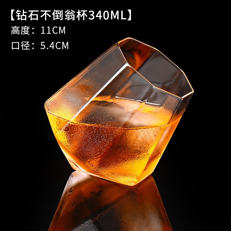 340/525ml Crystal whisky Beer Glass Cup Wide Belly Whiskey Glass Drinking Tumbler Cocktail Wine Glass Vaso Nmd Whisky Brandy Cup: 340ML