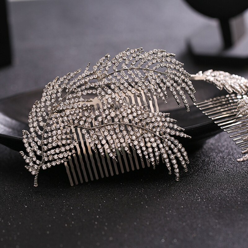 Horquillas para el pelo de cristal con flor de perla, peine lateral, tocado para de boda, dama de honor, novia, accesorios para el cabello: B