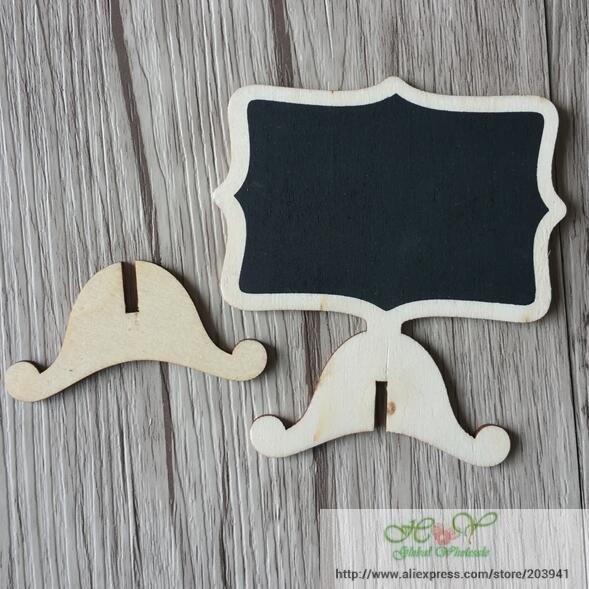 40 Stks/partij Twee-Kleur Rand Mini Schoolbord Decoratie Bruiloft Bericht Schoolbord: Wood color