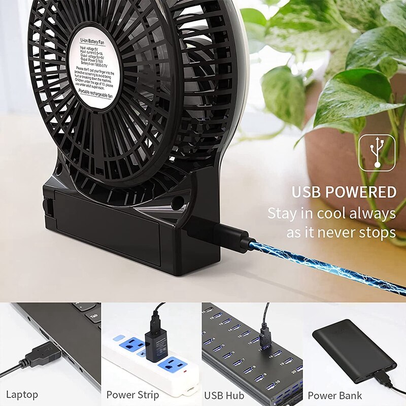 OPOLAR Mini Fan USB Desk Fan Small Portable Hand Held Fan 2200Mah Rechargeable Battery Fan For Office Desktop Travel Camping