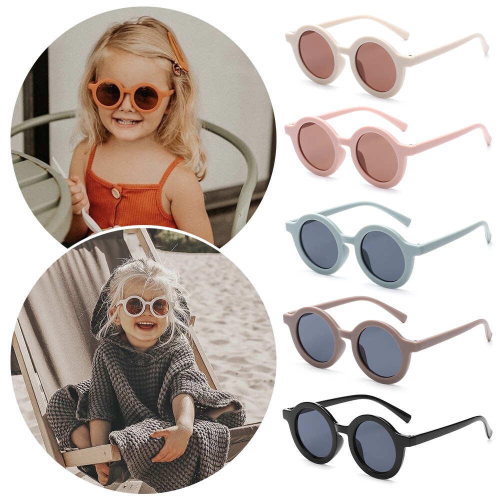 Gafas de sol Retro para niños, lentes de sol con marco redondo, protección UV 400, para playa al aire libre, 1 ud.