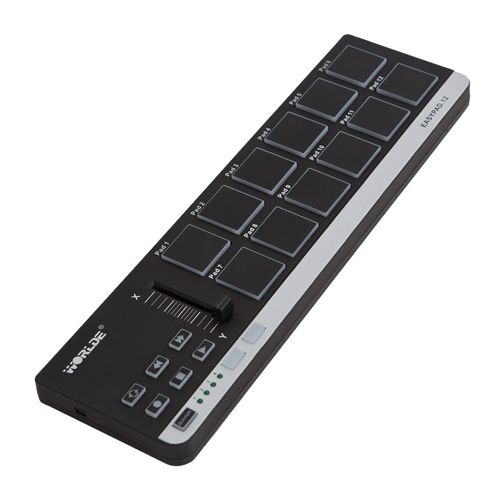 Worlde EasyPad.12-Mini USB portátil, controlador MIDI de 12 tambores, , 4 bancos para diferentes configuraciones, fácil de llevar