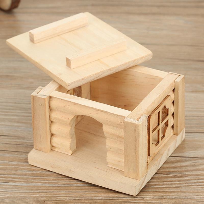 Maison de Hamster en bois naturel, petit Animal, cachette pour cochon d&#39;inde, Chinchilla, hérisson, Cage d&#39;écureuil, accessoires pour Hamster
