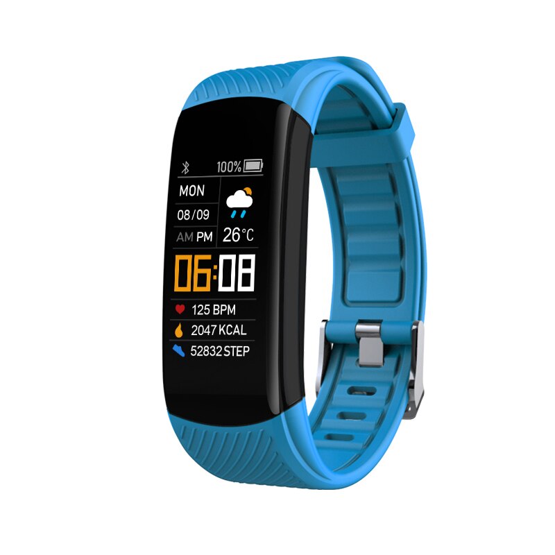 C5S Smart Bracelet Blood Pressure Bluetooth Heart Rate Fitness Information Tracker Watch Reminder Smart Band For Men Women: Blue