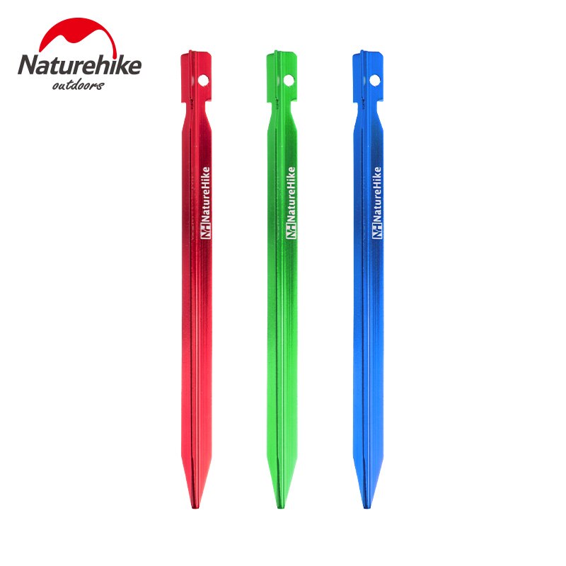 Naturehike 8pcs/set Aluminum Tent Pegs Stake With Holes Outdoor Camping Sand Beach Tent Accessories Nail Peg 18cm