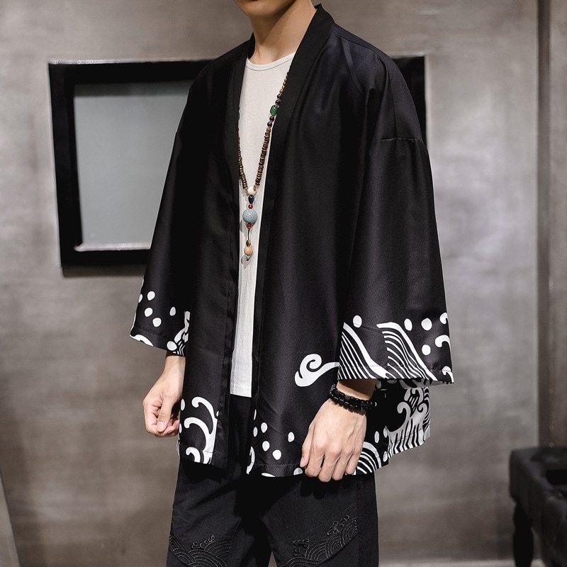 Japanese Kimono Man Haori Yukata Asian Streetwear Samurai Costume Cardigan Kimono Shirt Men Traditional Japanese Kimonos 10909