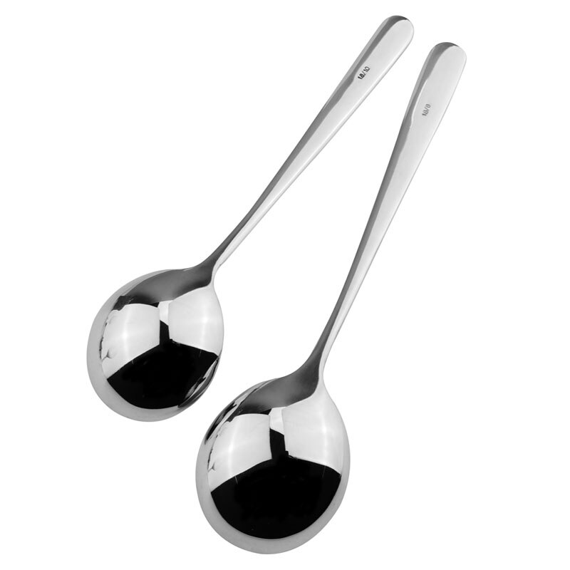 Chinese Style Stainless Steel Round Shape Spoon With Long Handle For Tea Coffee Soup Milk Polishing Cutlery Dinnerware Set