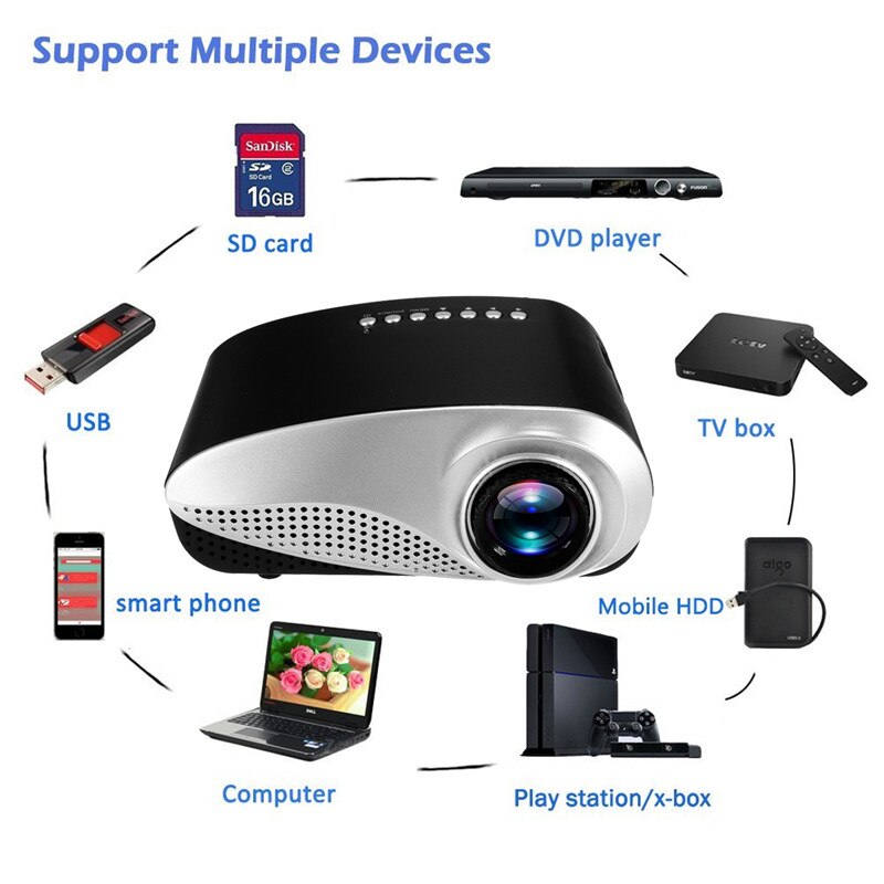 600Lumens Video Mini Projector With Full HD 1080p For Home Cinema Movie portable projector led projector for home theater