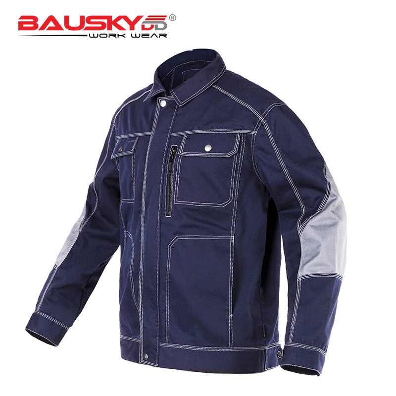 Bauskydd holdbar herre multi lomme mørkeblå arbejdsjakke arbejdstøj mekaniker byggejakke herre