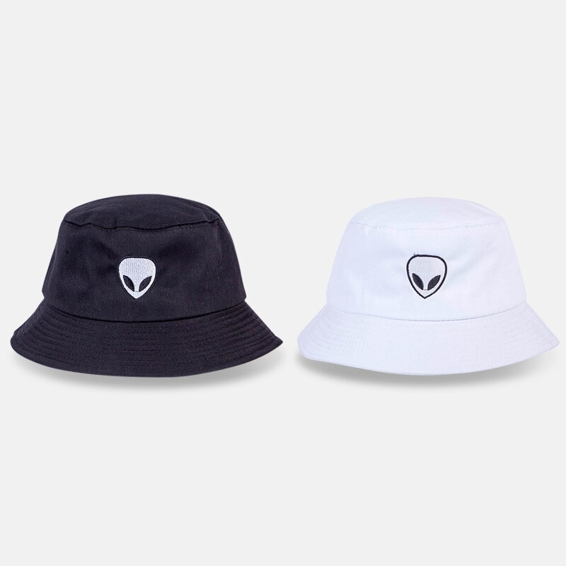 Svart vit solid bucket hatt unisex hatt hip hop goros herr dam sommar panama hatt strand sol fiske hatt